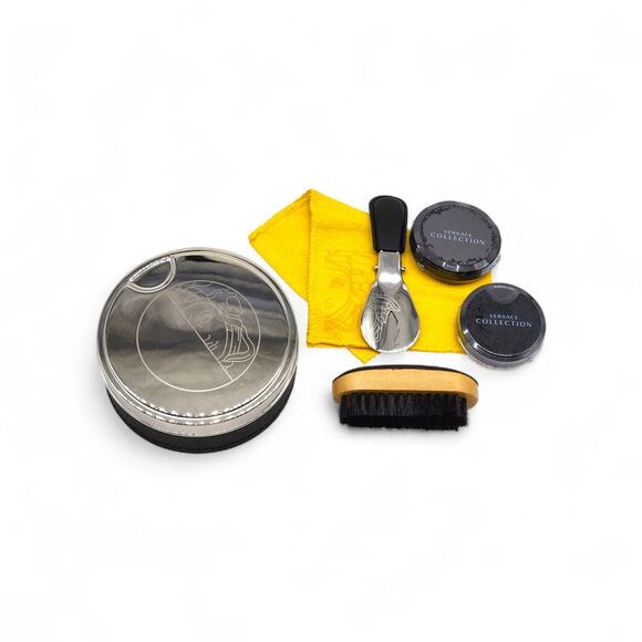 Versace Collection Shoe Care Kit with Brush Polish Cloth & Case Unisex - NIB - Picture 1 of 4
